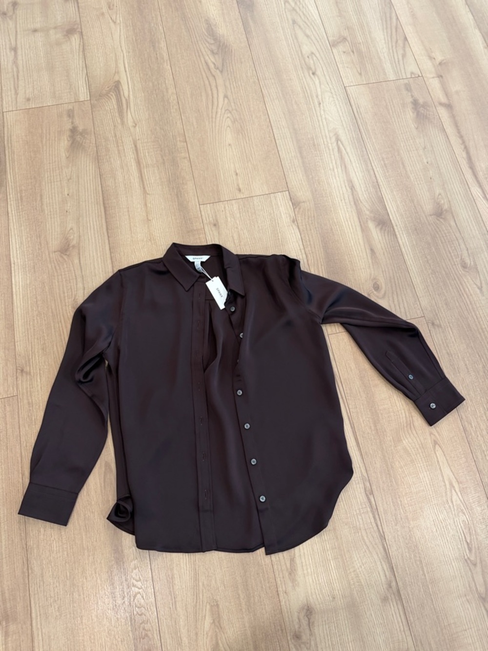 SPANX Men's Brown Long-Sleeve Button-Down Shirt